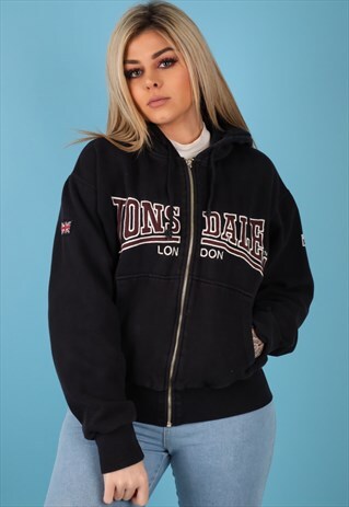 VINTAGE LONSDALE HOODIE IN BLACK NH50