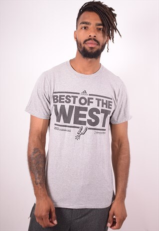 ADIDAS MENS VINTAGE T-SHIRT TOP MEDIUM GREY
