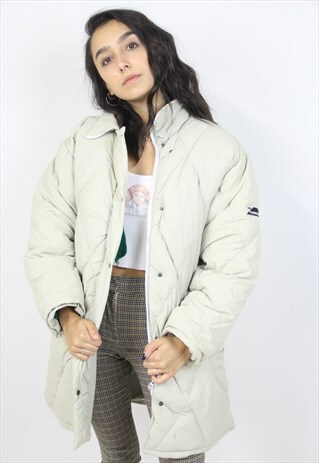VINTAGE 90S BEIGE LONG PADDED JACKET
