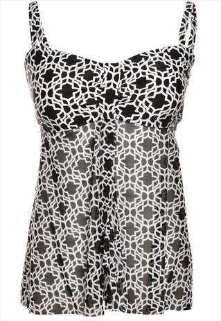 BEYOND RETRO VINTAGE BLACK & WHITE GEOMETRIC BABYDOLL - M