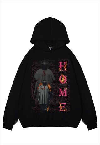 KING PRINT HOODIE PSYCHEDELIC PULLOVER GOTHIC TOP IN BLACK