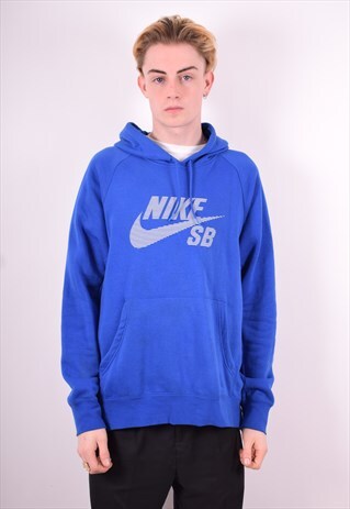 NIKE MENS VINTAGE HOODIE JUMPER XL BLUE 90'S