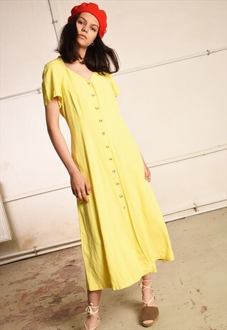 80'S RETRO SUMMER MIDI PARIS CHIC MINIMALIST CITRUS DRESS
