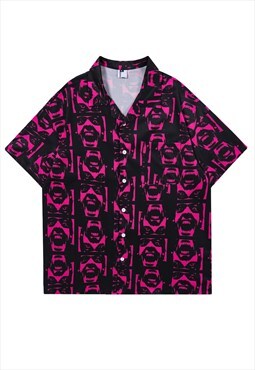 Psycho print shirt y2k movie graphic top in fluorescent pink