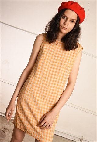 90'S RETRO CHECKED PARIS CHIC MINI DRESS