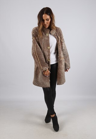 VINTAGE SHEEPSKIN SUEDE SHEARLING COAT REVERSIBLE UK 14 CJ3S