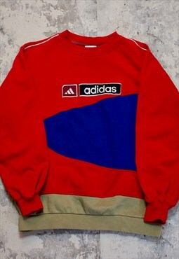 Adidas vintage reworked sweatshirt in red and blue
