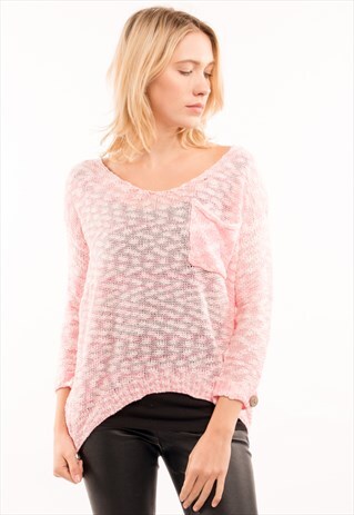 OVERSIZE JUMPER WITH FRONT POCKET (PINK)