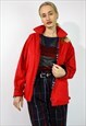 VINTAGE 90'S BURBERRY WOOL BOMBER JACKET IN RED SMALL 