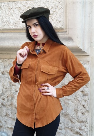 VINTAGE SUEDE SHIRT WESTERN COW-GIRL '90