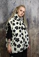 FLORAL FLEECE HOODED JACKET DETACHABLE DAISY FLOWER BOMBER