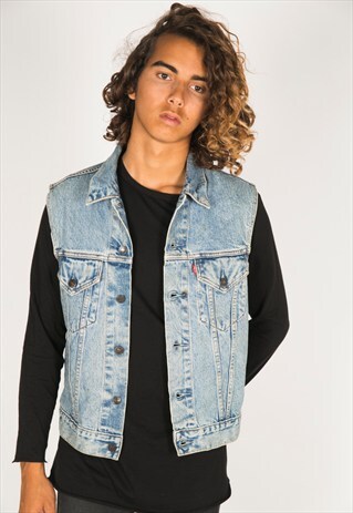 VINTAGE 80S LEVIS DENIM WAISTCOAT / R347