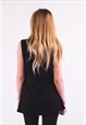 SLEEVELESS VEST TOP WITH EYELASH LACE IN BLACK
