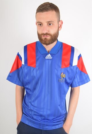 VINTAGE ADIDAS FOOTBALL / SHIRT JERSEY FRANCE '92 SIZE M