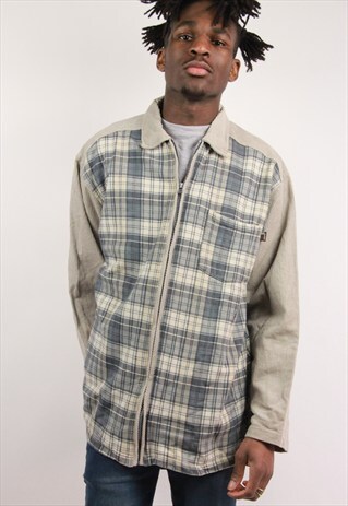 VINTAGE FLANNEL CORD ZIP UP SHIRT
