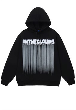 Graffiti hoodie clouds slogan pullover grunge jumper black