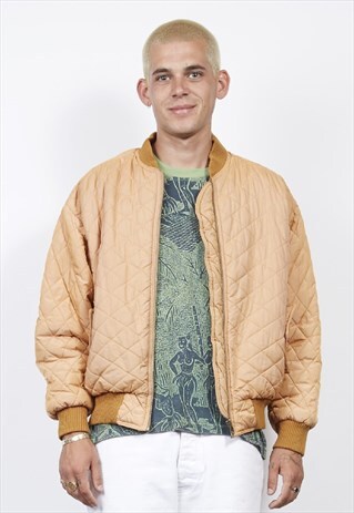 VINTAGE 90'S LIGHT RUST QUILTED BOMBER JACKET