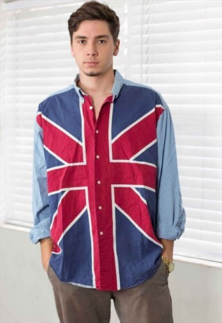 VINTAGE TOMMY HILFIGER FLAG SHIRT LOGO 90S XL 11.2