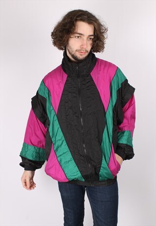 VINTAGE 80'S SHELL JACKET FESTIVAL PATCHWORK