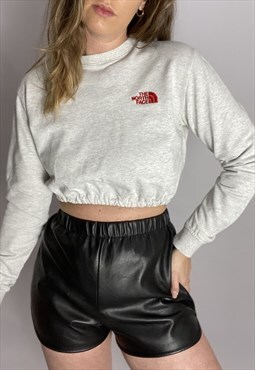 Vintage Reworked North Face Cropped Sweatshirt in grey