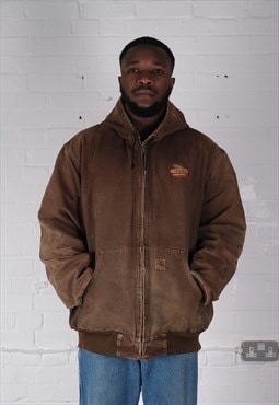 Carhartt Active Hooded Bomber Jacket in brown.