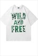 Wild and free t-shirt Y2K tiger slogan tee in white