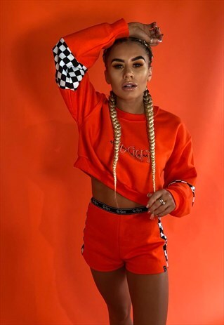GOGUY ORANGE CHECKERBOARD SWEATER TWO PIECE