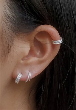 Rope Mini Hoop Earrings sterling silver