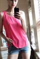 SLEEVELESS VEST TOP WITH STUDDED DETAILS IN HOT PINK