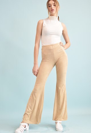90'S RETRO BOHO FESTIVAL FAUX SUEDE FLARE TROUSERS