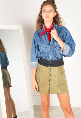 LAST UNIT SALE / VINTAGE 70S BUTTONED SUEDE SKIRT