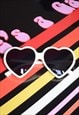 Heart Shaped Lolita Retro Sunglasses - Cream and Black