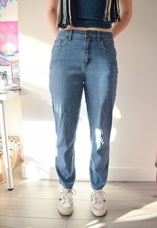 Vintage 90s High Waisted Denim Jeans Tapered Leg 