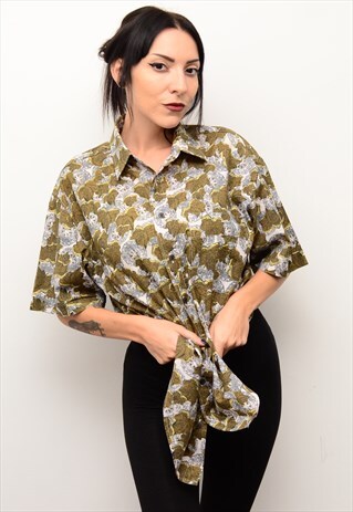 VINTAGE 90'S GRUNGE AUTUMN PATTERNED OVERSIZED SHIRT