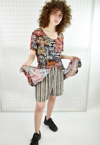 VINTAGE 80S FESTIVAL 2 IN 1 OVERLAID DRESS SHORTS PLAYSUIT