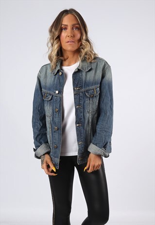 DENIM JACKET LEE OVERSIZED FITTED VINTAGE UK 14 (GC1T)