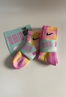 Nike 'Marshmallow' (Pink/Yellow) Tie Dye Socks - 1 Pair