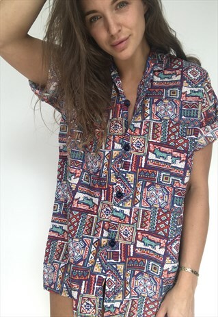 PATTERNED OVERSIZED RETRO VINTAGE UNISEX FESTIVAL SHIRT