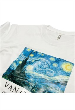 Van Gogh Starry Nigh Vintage Art T-Shirt with Title