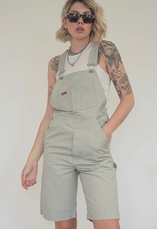 VINTAGE 90S DUNGAREE SHORTS IN BEIGE