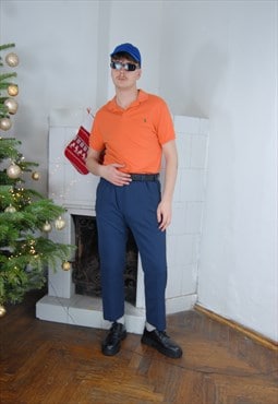 Vintage y2k bright festival fitting polo shirts in orange 