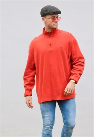 RALPH LAUREN 1/4 ZIP RUSTIC ORANGE SWEATSHIRT