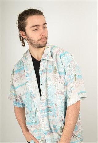 VINTAGE ABSTRACT CRAZY PATTERNED SHIRT
