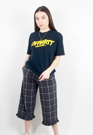90'S RARE RETRO NAVY & YELLOW SPELL-OUT LOGO T-SHIRT