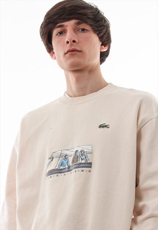 VINTAGE LACOSTE YACHTING CREW NECK 90S BEIGE