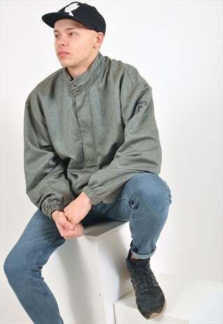 VINTAGE 1/4 ZIP OVERHEAD JACKET IN GREY