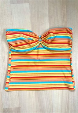 Y2K Rainbow Stripe Print Tankini Top