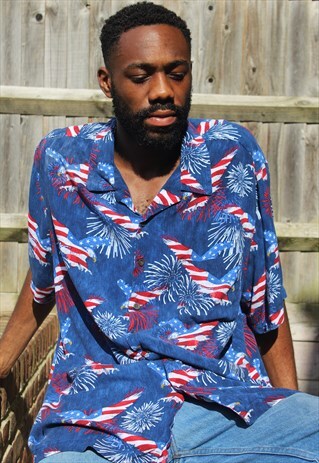 VINTAGE 90'S BLUE PATTERNED SHIRT