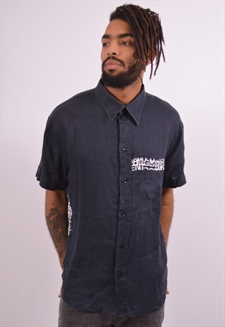 VERSACE MENS VINTAGE SHIRT LARGE BLACK 90S