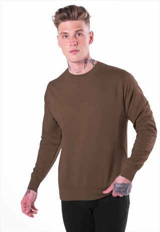ESSENTIAL BLANK JUMPER SWEATER PULLOVER - BROWN CHOCOLATE